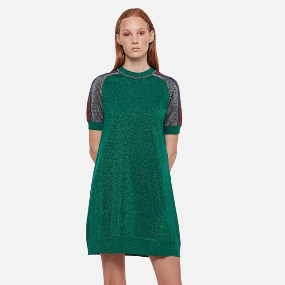 Gucci Dresses & Skirts - Gucci Metallic T-shirt Dress in Green NEW WITH TAGS